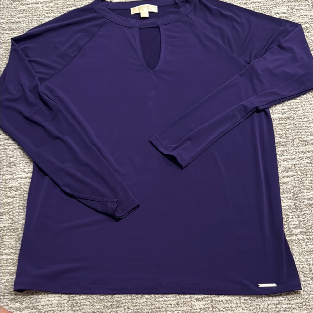 Michael Kors Deep Purple Long Sleeve Top - large